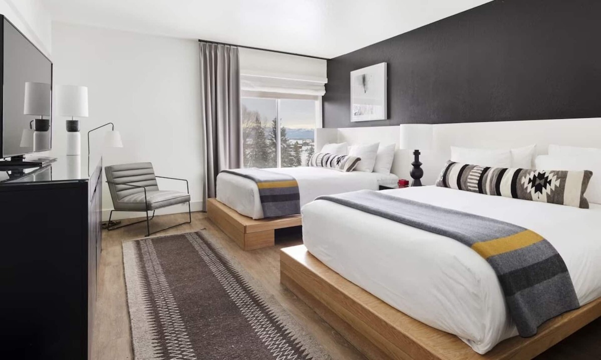 Teton Village Hotel | 3 Units, Gnarnia | Two Queen at Gravity Haus Jackson Hole
