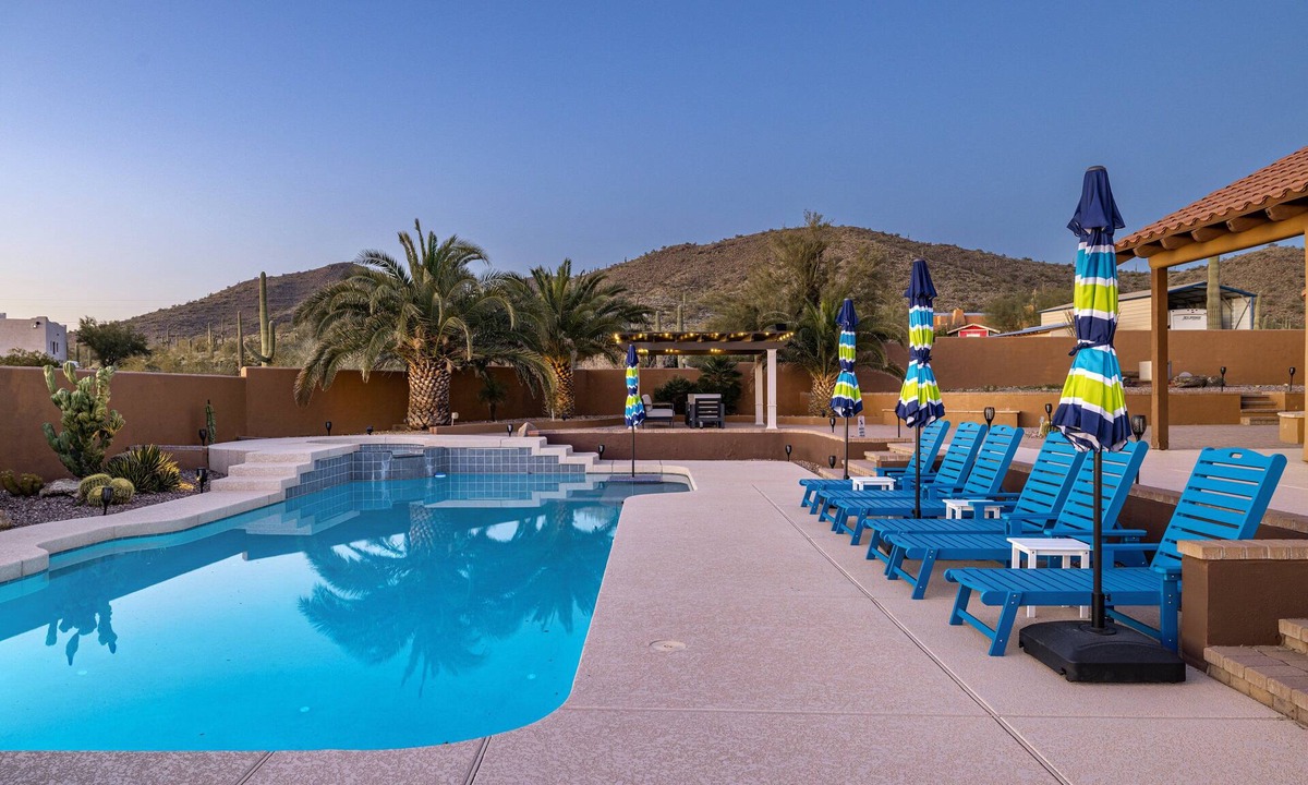 Desert Hills House | Private Desert Retreat w/Heated Pool + Spa Mountain Views