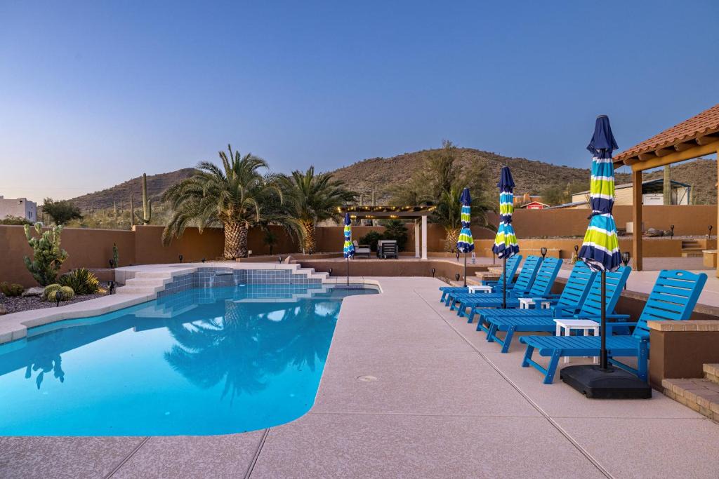 Desert Hills House | Private Desert Retreat w Heated Pool Spa Mountain Views