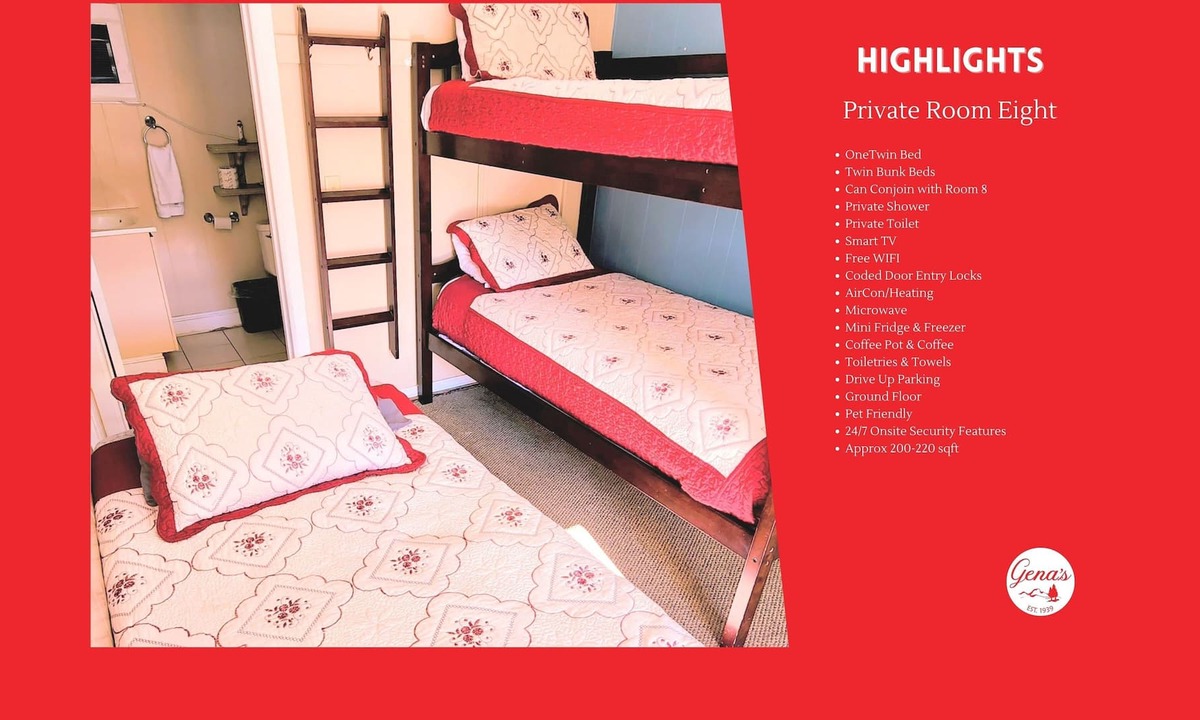 Dunlap Apartment | Private Room #8: Twin Bed + Bunk Bed & Private Bath
