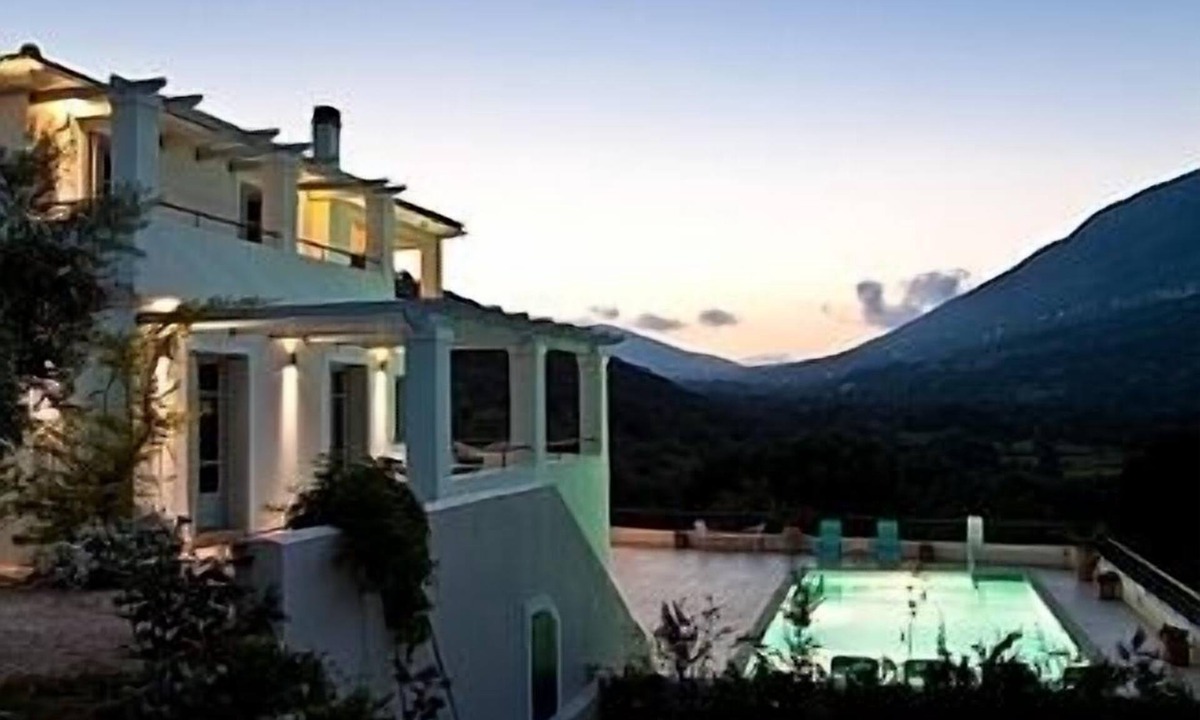 Agia Efimia Villa | Villa with Valley and Sea Views. Large Heated Pool, Outside Kitchen/BBQ