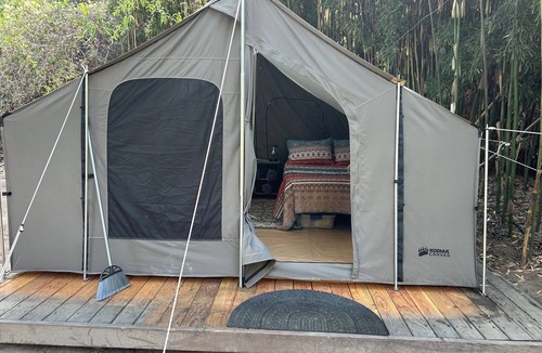 Three Rivers RV Rental | 12x12 Cabin Tent. camping with a little luxury.