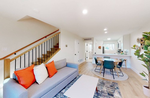 Fashion Square Condo | 2-story dog-friendly condo with patio, outdoor pool, W/D, streaming, partial AC