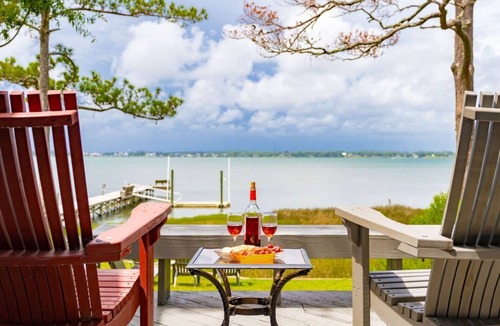 Pine Knoll Shores House | Big Red | Soundfront Dock · Private Beach · 4BR PKS