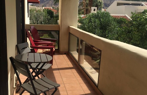Indian Canyon Condo | Breathtaking mountain views from this very private, updated Mid Century condo!
