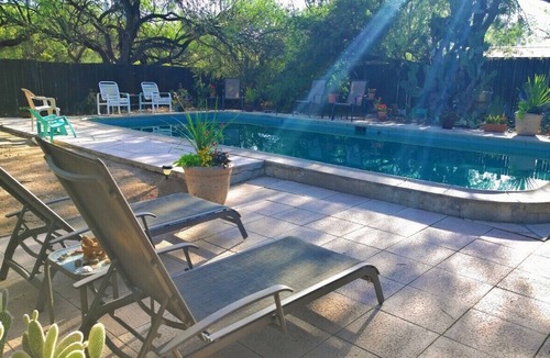 Tanque Verde Cabin | CASITA ON 10.5 ACRE GUEST RANCH! Sleeps 4! Pool! Full kitchen, BBQ, firepit!