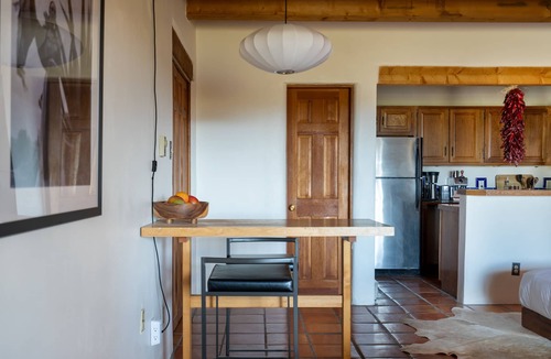 Arroyo Seco Apartment | Cozy adobe studio with private balcony, mountain views, and classic Southwest charm—just minutes from Taos, Arroyo Seco, and Taos Ski Valley. Perfect for a peaceful canyon escape with modern comforts.