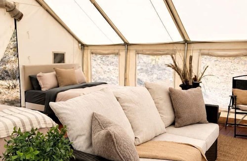 Nelson RV Rental | Desert Glamping Safari Tent Near Eldorado Canyon, Nevada