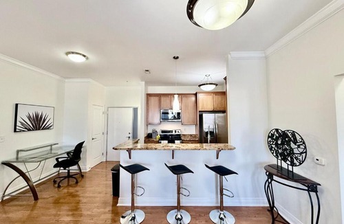 Cole-Noble District Apartment | Elaborate Downtown Suite for 6 with fireplace view