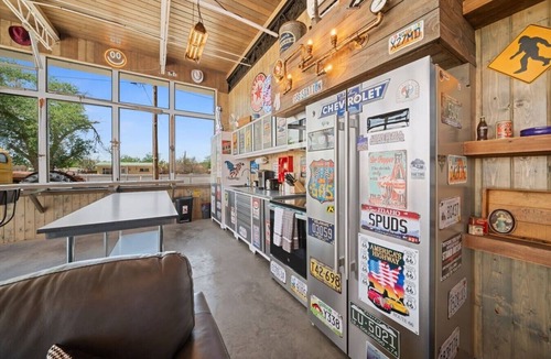 Hanksville House | Krusty`s Motor Suite | Historic Gas Station Converted Retro Neon Garage!