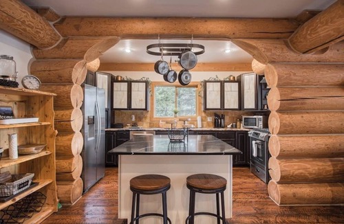 Sagle House | Modern, peaceful log cabin in the woods with incredible lake & mountain views
