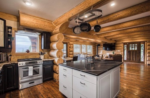 Sagle House | Modern, peaceful log cabin in the woods with incredible lake & mountain views