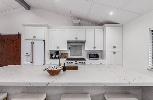 Village Grove House | Modern Retreat | Pool, Spa & Stylish Backyard