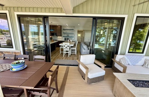 Angola Cottage | New Luxury Lakefront Home on Lake James with Dock, Sandy Swim Area, Sleeps 14