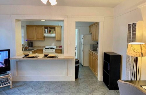 Golden Hill Apartment | Nice 1 bedroom apartment set up with 2 queen beds with one in the living room. The kitchen and bar area still provide ample space and can accommodate up to 5 people.