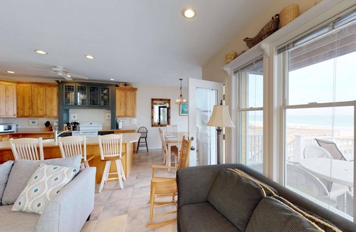Kure Beach House | Oceanfront Escape | 4 Balconies, Beach Access, Walk to Kure Pier, Turtle Nesting Area! Dog Friendly
