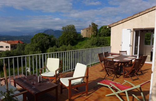 Calcatoggio Villa | Panoramic view of the sea and the mountains, Detached village house,