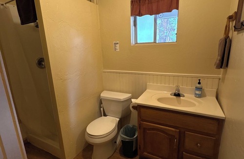 Payson Cabin | Private Cabin in the Pines– Indoor Jacuzzi, Fireplace, Kitchenette, Porch Swing.