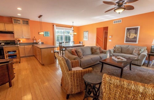 Michigan City House | Quiet Beachwalk Home w/Main Floor ensuite, Firepit + Deck