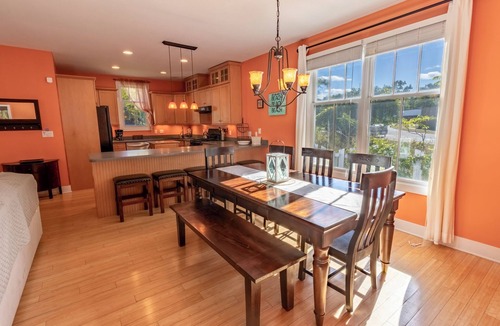 Michigan City House | Quiet Beachwalk Home w/Main Floor ensuite, Firepit + Deck