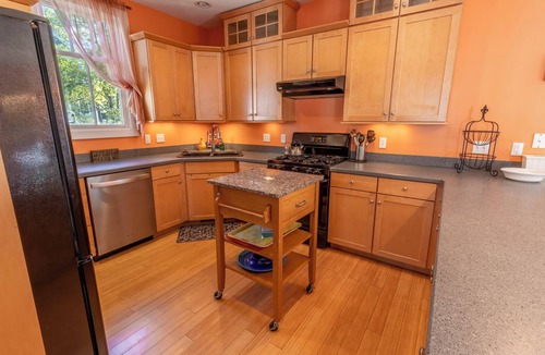 Michigan City House | Quiet Beachwalk Home w/Main Floor ensuite, Firepit + Deck