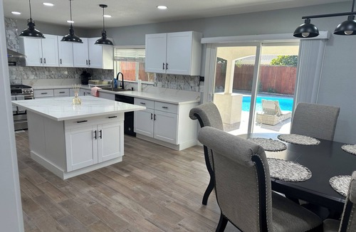 Modesto House | Spacious cozy Oasis retreat with private pool Backyard
