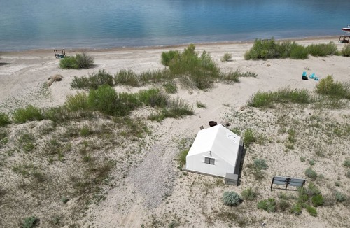 Levan RV Rental | Spacious Pet-Friendly Safari Tent on Yuba Lake with Spectacular Views for a Memorable Glamping Escape in Utah
