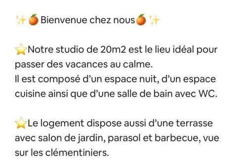 Santa-Lucia-di-Moriani Apartment | Studio vue sur les clémentiniers