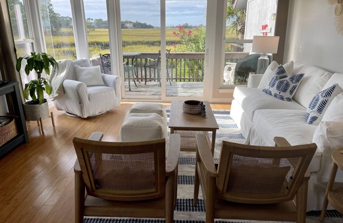 Saint Helena Island Villa | Tennis Courts in front and the ever changing Marsh in back. Golf cart included.