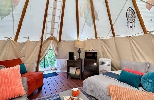 Farmers Resort | The Dreamcatcher Teepee at The Edge—Unique Riverfront Glamping in Salt Lick, KY