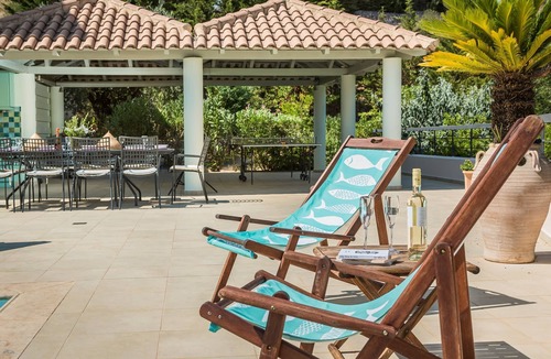 Agia Efimia Villa | Villa with Valley and Sea Views. Large Heated Pool, Outside Kitchen/BBQ