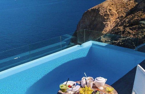 Akrotiri Apartment | Virethra Suite, Divine Sea and Caldera Views, Furnished Terrace, Indoor.