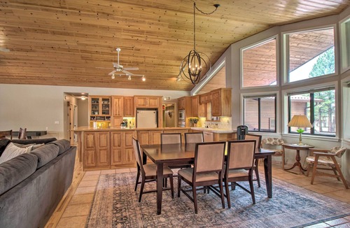 Mountain Pine Estates Cabin | Yard, Grill & Games: Spacious Cabin in Lakeside!