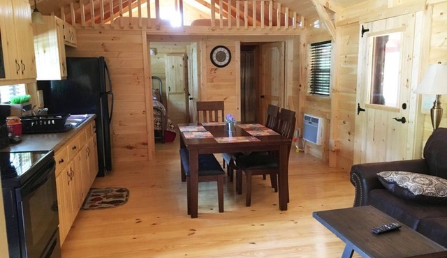 2BR/1BA Amish Built Cabin Located on Pond at Rippling Waters Campground