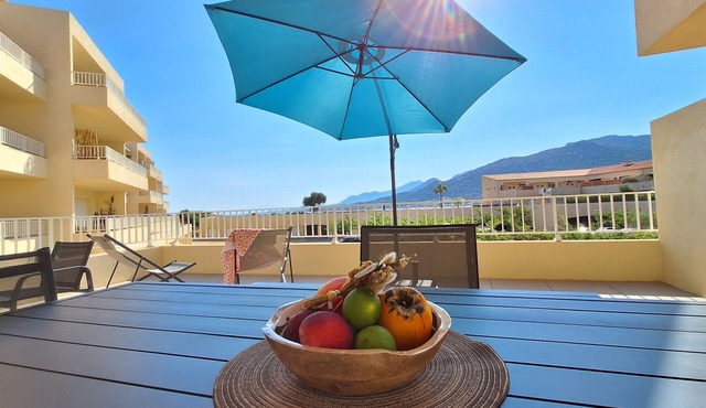 Air-conditioned apartment with sea and mountain views!