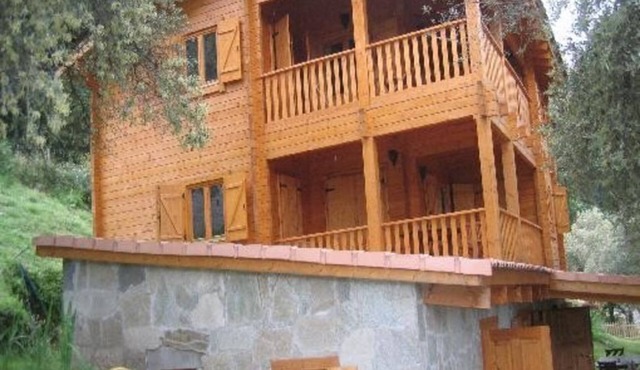 Apartment with balcony and pool in a superb stone and wood chalet