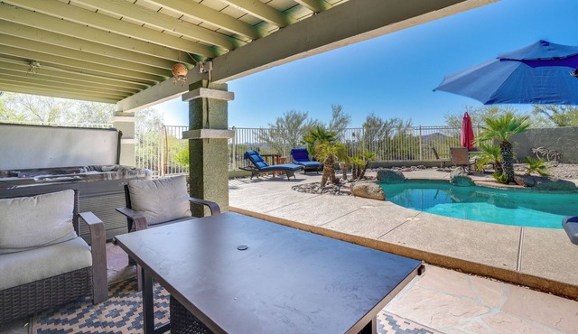 Backyard Oasis & Hot Tub: Mtn-View Wickenburg Home
