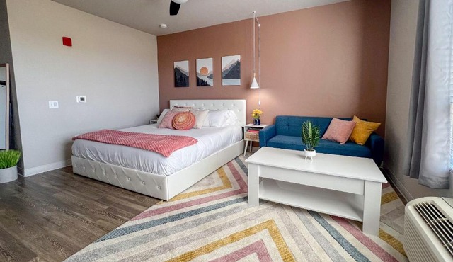 Boho-Luxe Studio - Pink Accents & Mountain Calm