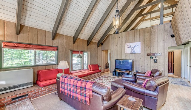 Fantastic woodsy cabin with furnished deck, gas grill, ping-pong table & WiFi