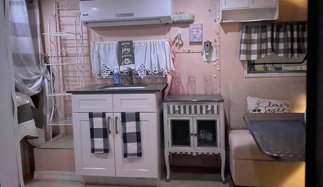 “Glamping” at its finest. Meet Genevieve, a restored 1959 Fan travel trailer.