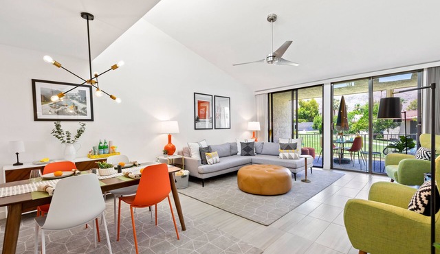 Luxe South Palm Springs Condo with Spectacular Views, Work-From-Home Oasis