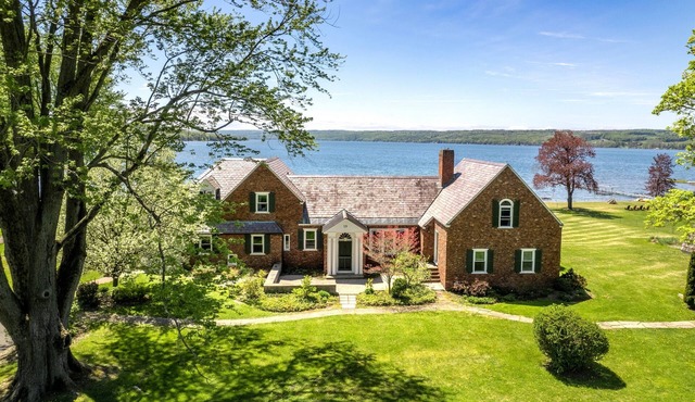 Luxurious Owasco Lakefront Home with Level Lakeshore Beachfront 200 Feet +-