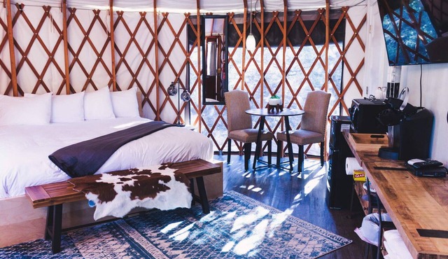 Luxury Glamping Yurt Resort Between National Parks with desert mountain views, close to hiking trails, slot canyons, off-roading and more!
