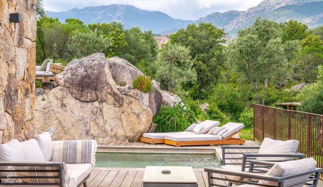 Magnificent sheepfold with mountain view