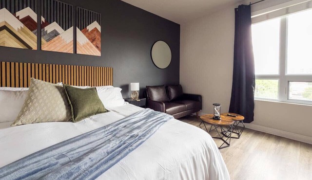 Mountain Lines & Slatted Calm | Cozy Modern Loft