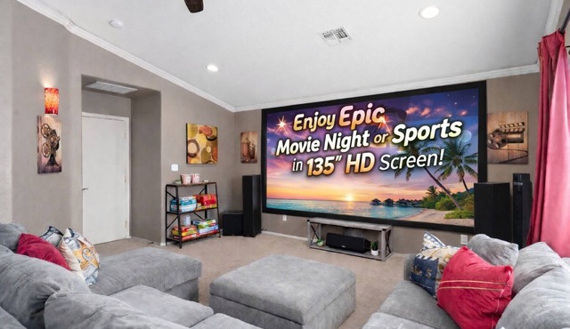 Prime Location, Movie Room, Air Hockey, Hot Tub & Close to Food & Entertainment