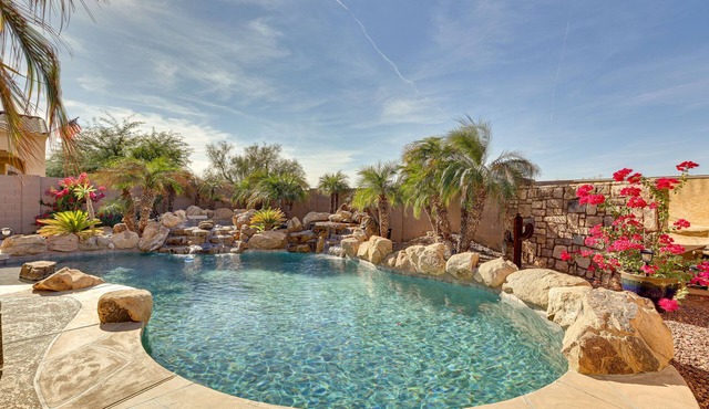 Resort style backyard w/private heated pool & spa