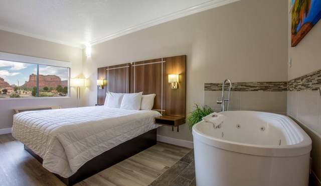 Romantic King Retreat with Scenic Views & Soaking Tub for Relaxation