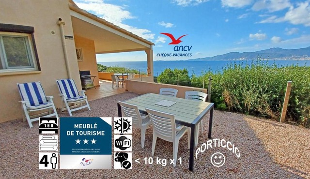 Soleil Topaze - 68 m2 - Terrasse - Jardinet - Transats - Vue mer panoramique sur toute la baie