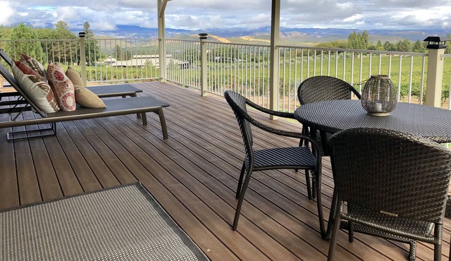 The Cottage at Boatique Winery over looking Red Hills Vineyard